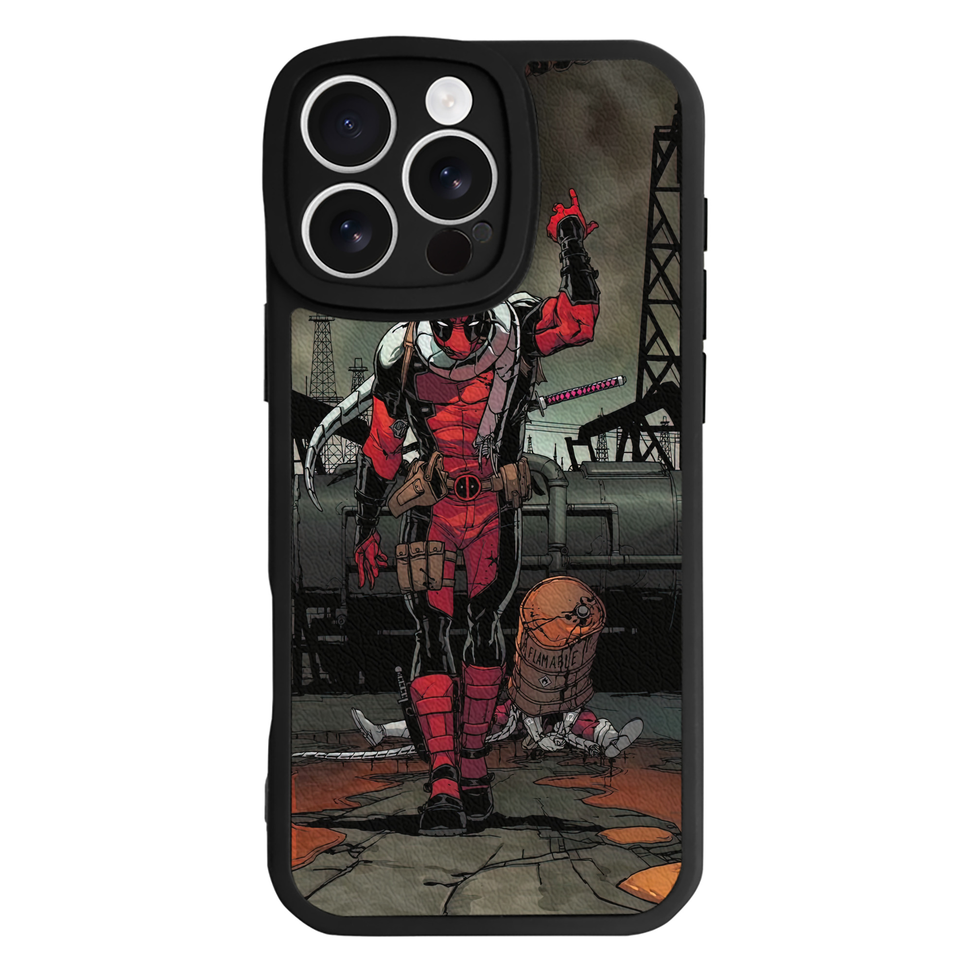 （画像用） Deadpool デッドプール 【iPhone 16シリーズ対応】シリコンスマホケース（レザー調） 材質：シリコン